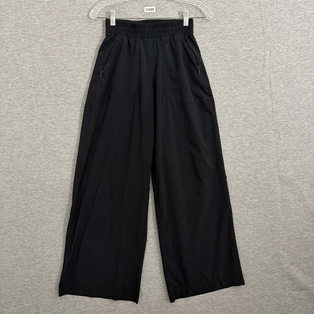 Lululemon Women's 2 Black Polyester Swift Mid-Rise Wide Leg Pull On Pants